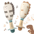 Evoceler Baby Rassel 0-6 Monate, Beißring Baby Sensorik Montessori Spielzeug, Dinosaurier Zebra Sensorik Rassel für Babys und Kleinkinder Geschenk (2 Stück)