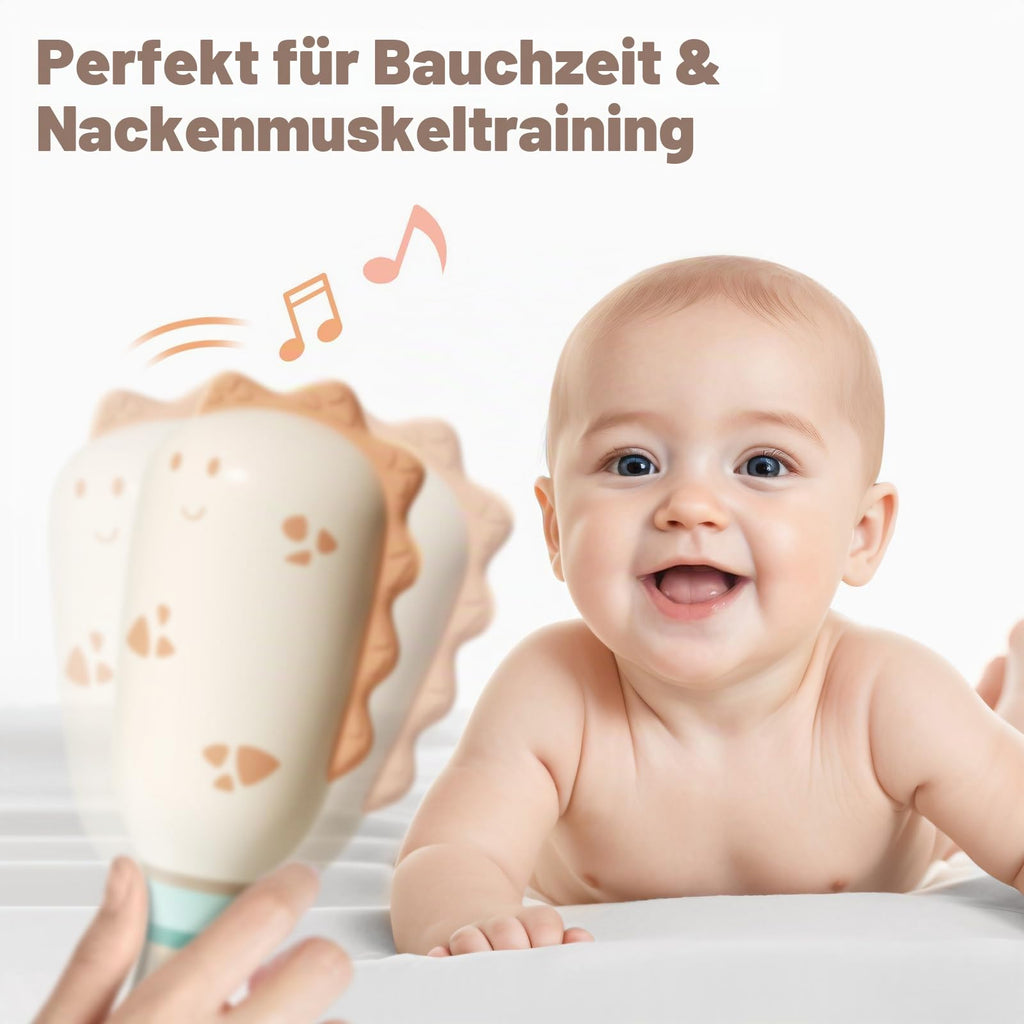 Evoceler Baby Rassel 0-6 Monate, Beißring Baby Sensorik Montessori Spielzeug, Dinosaurier Zebra Sensorik Rassel für Babys und Kleinkinder Geschenk (2 Stück)