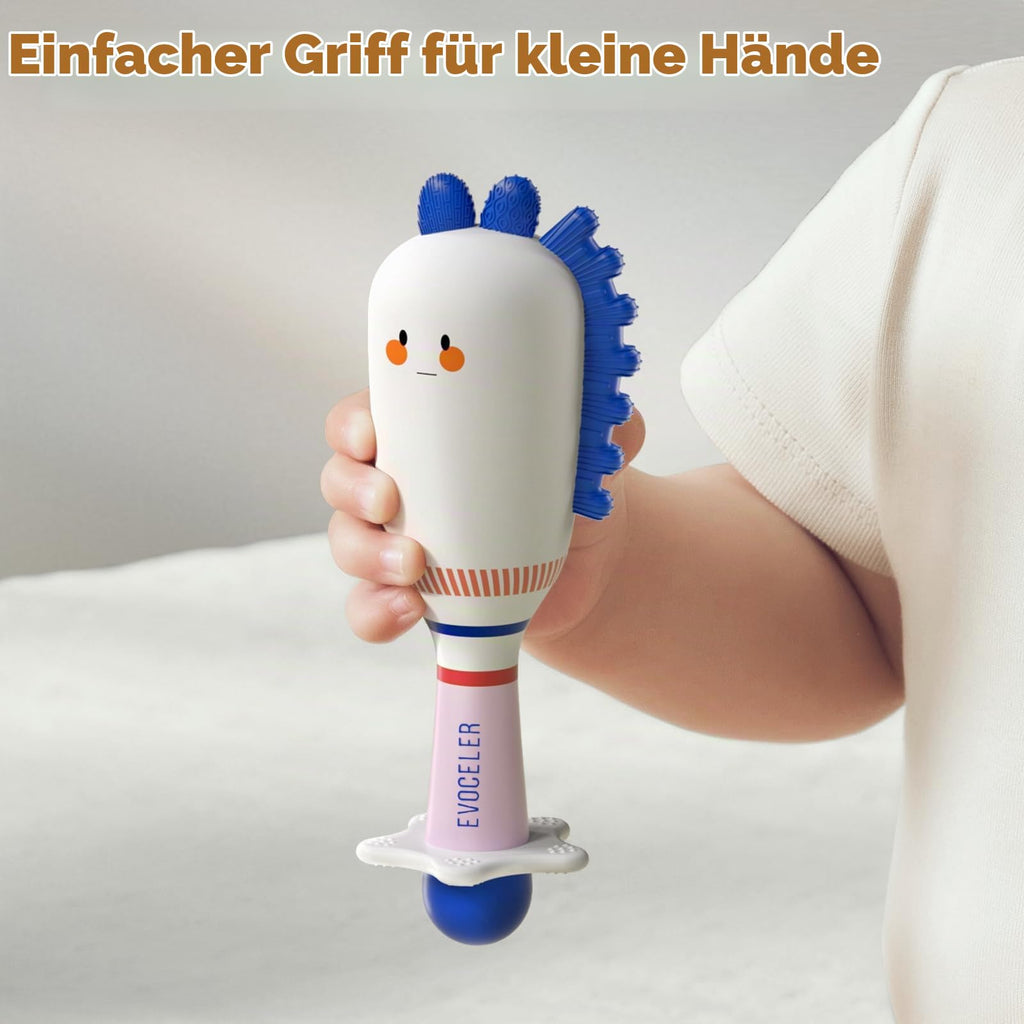 Evoceler Baby Rassel 0-6 Monate, Beißring Baby Sensorik Montessori Spielzeug, Bär Zebra Sensorik Rassel für Babys und Kleinkinder Geschenk (2 Stück)