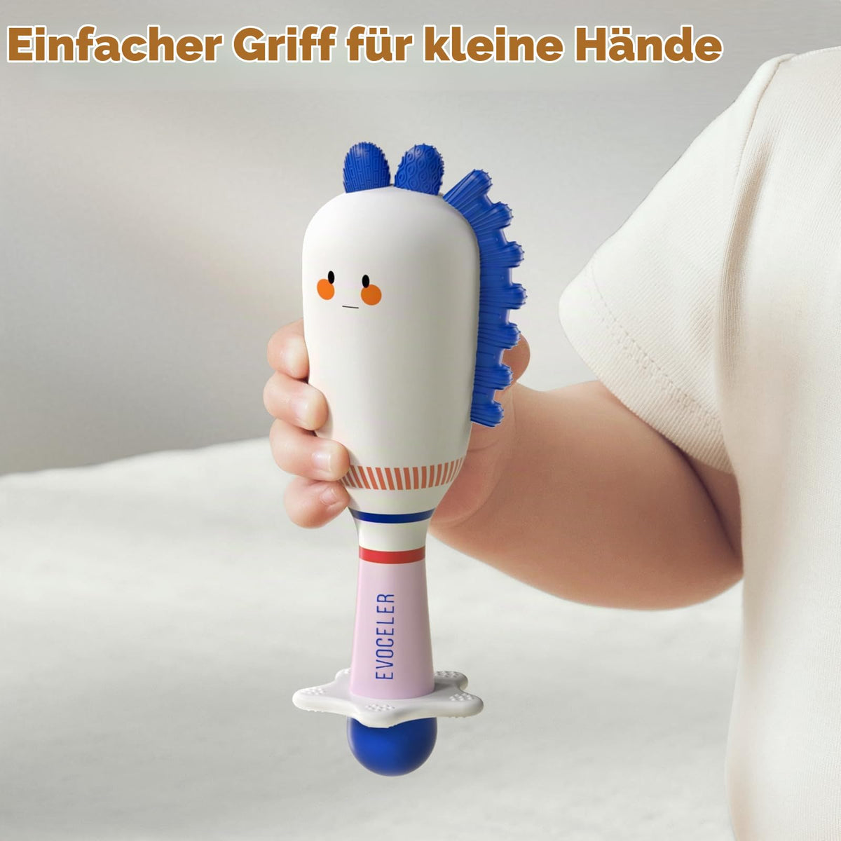 Evoceler Baby Rassel 0-6 Monate, Beißring Baby Sensorik Montessori Spielzeug, Bär Zebra Sensorik Rassel für Babys und Kleinkinder Geschenk (2 Stück)