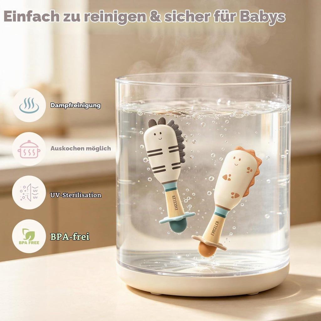 Evoceler Baby Rassel 0-6 Monate, Beißring Baby Sensorik Montessori Spielzeug, Dinosaurier Zebra Sensorik Rassel für Babys und Kleinkinder Geschenk (2 Stück)